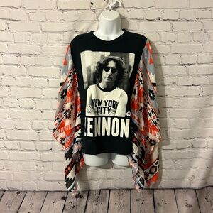 Trendy Black and Multicolor Graphic Women's Blouse